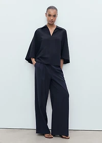 Straight-fit pleated pants