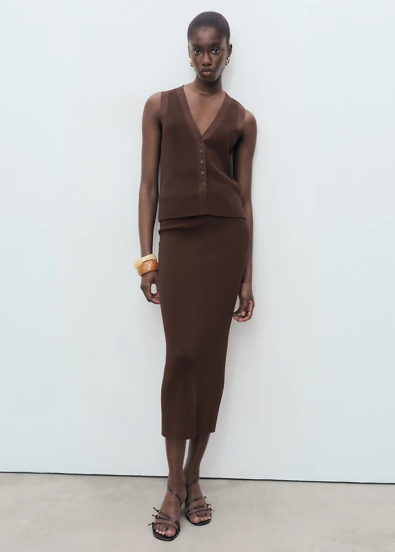 Fine knit midi skirt