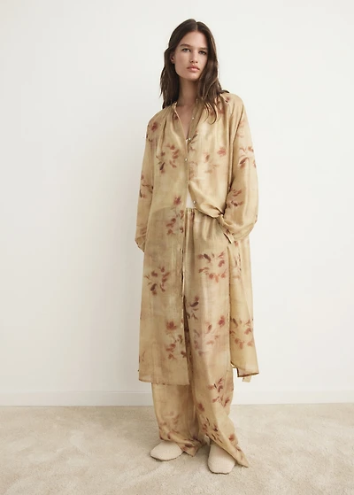Leaf-print caftan
