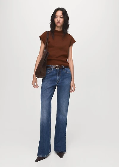 Short-sleeved fine-knit sweater