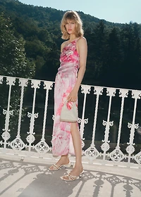 Floral asymmetrical satin dress