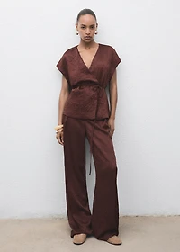 Double-breasted crinkled-effect vest