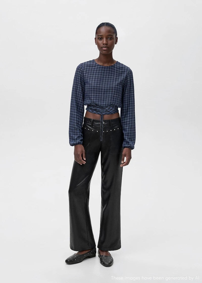 Studded leather-effect pants