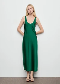 Satin dress with a low-cut neckline