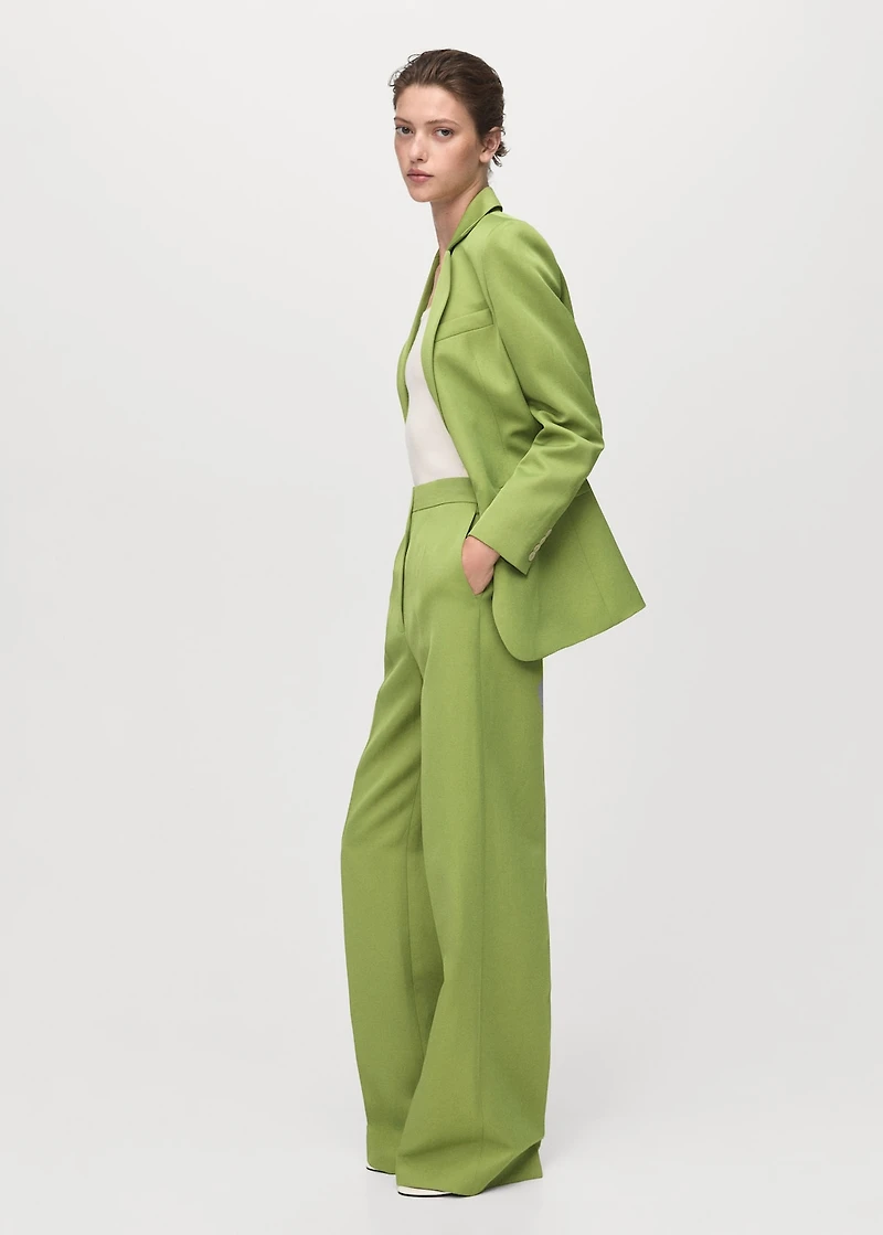 Straight-fit linen-blend suit pants