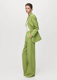 Straight-fit linen-blend suit pants