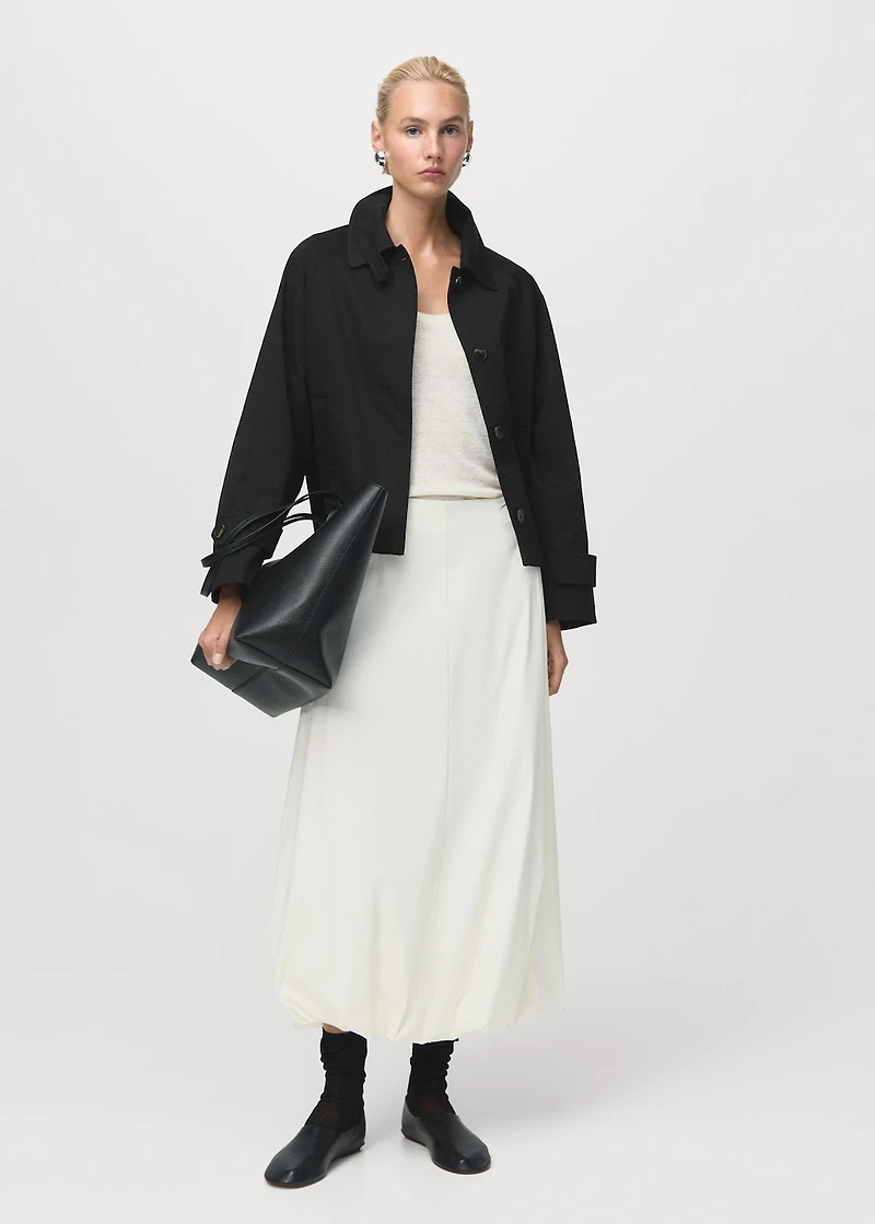 Short oversized trench coat with epaulettes
