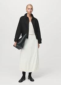 Short oversized trench coat with epaulettes