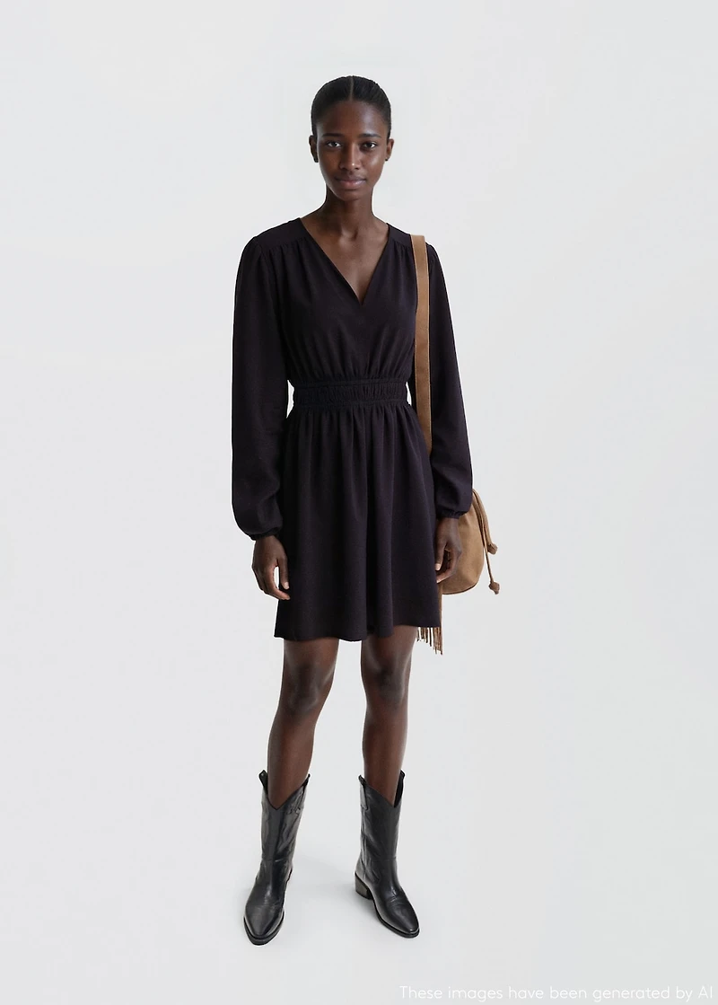 Dress with gathered waist