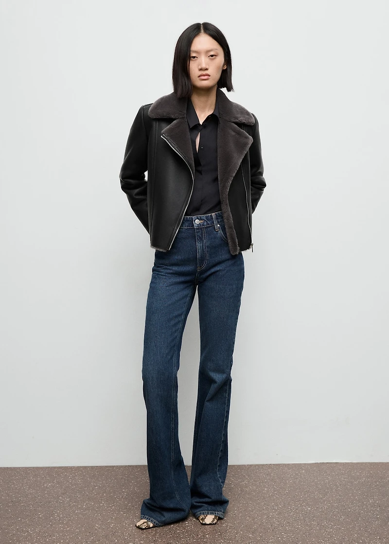 Fur-effect biker jacket