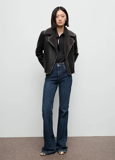 Faux-fur-effect biker jacket