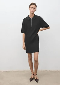 Knitted dress with polo neck