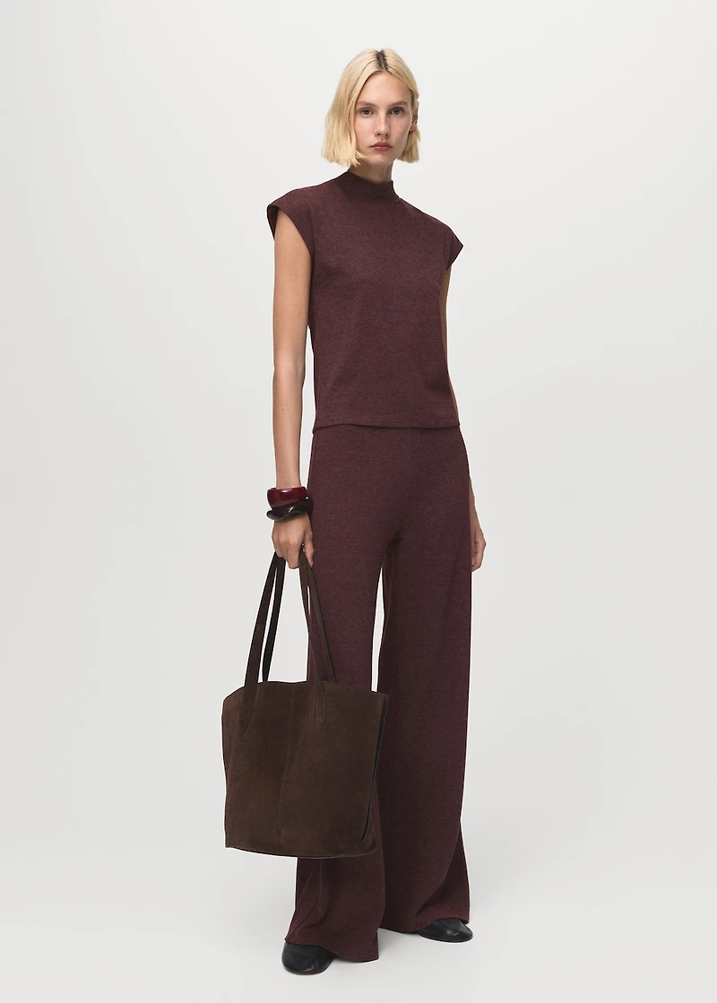 Knitted pants with elastic waistband