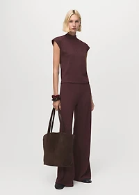 Knitted pants with elastic waistband