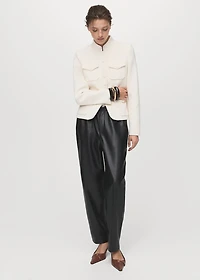Faux-leather pants with elastic waist