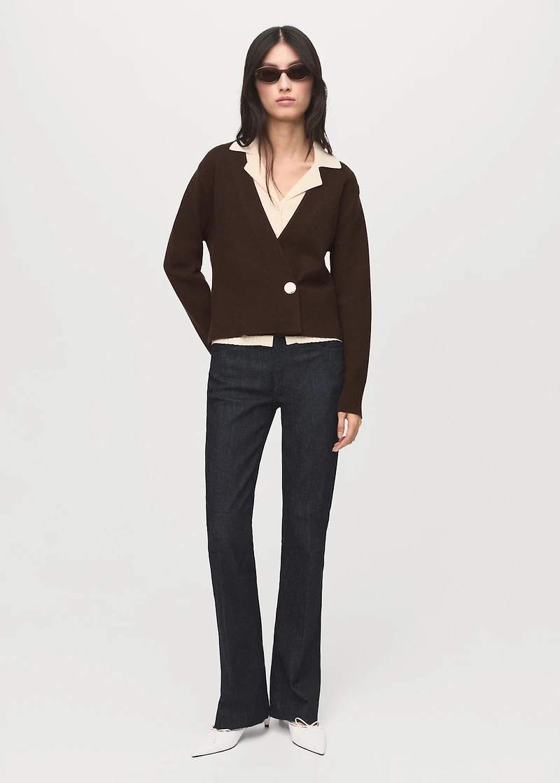 Cross-over cardigan with jewel button