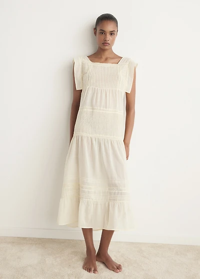 Cotton lace nightdress with drawstring