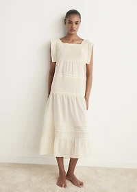 Cotton lace nightdress with drawstring