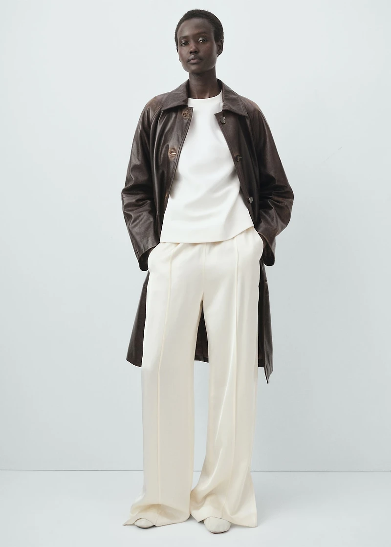 100% leather full-length coat