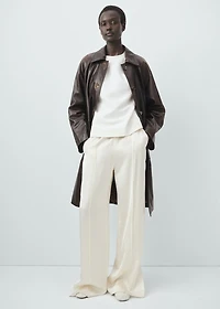 100% leather full-length coat