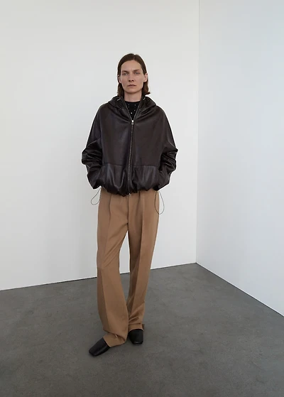 100% leather jacket with hood