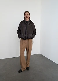 100% leather jacket with hood