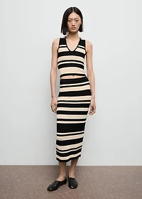 Knitted midi skirt with stripes