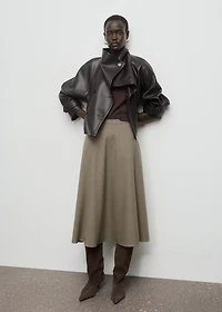 Houndstooth wool-blend skirt