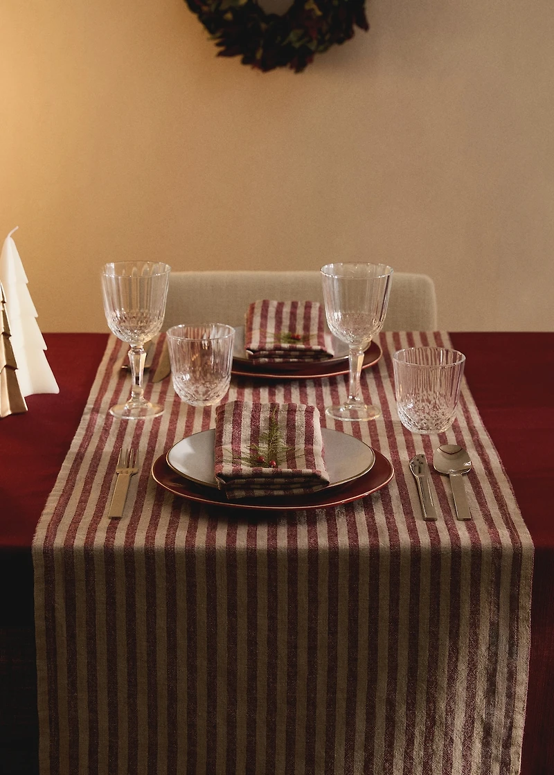 100% linen striped table runner