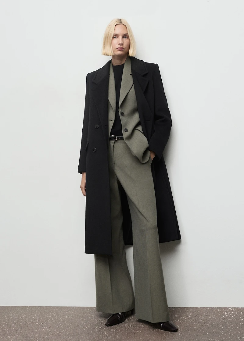 Pleated straight-leg suit pants