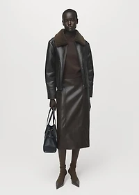 Faux-leather jacket with shearling collar