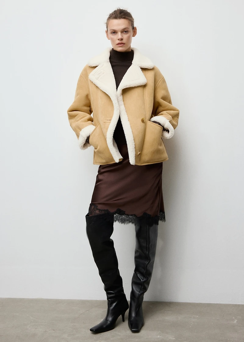 Faux-suede jacket with shearling collar