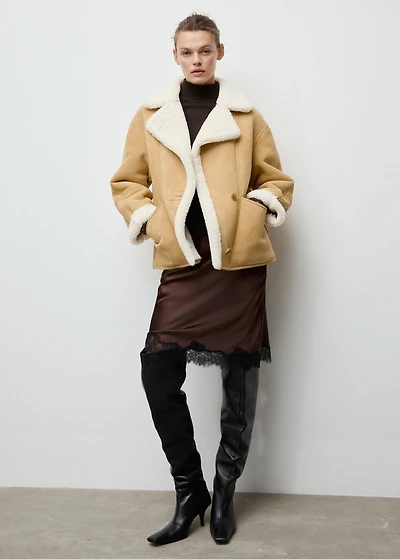 Faux-suede jacket with shearling collar