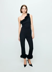 Fine-knit feather capri trousers