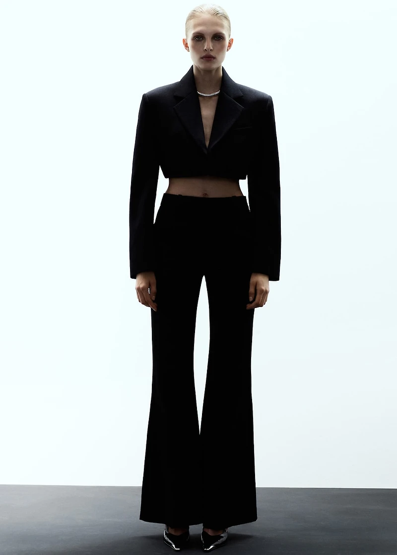 Wool cropped suit jacket