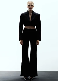 Wool cropped suit jacket