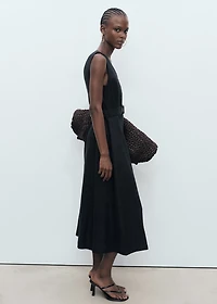 Flared linen dress with belt