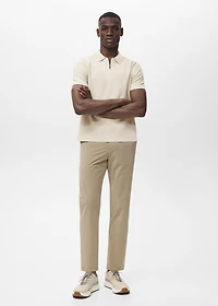 COOLMAX® fine-knit polo shirt with zipper