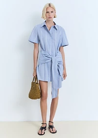 Striped shirt dress with knot