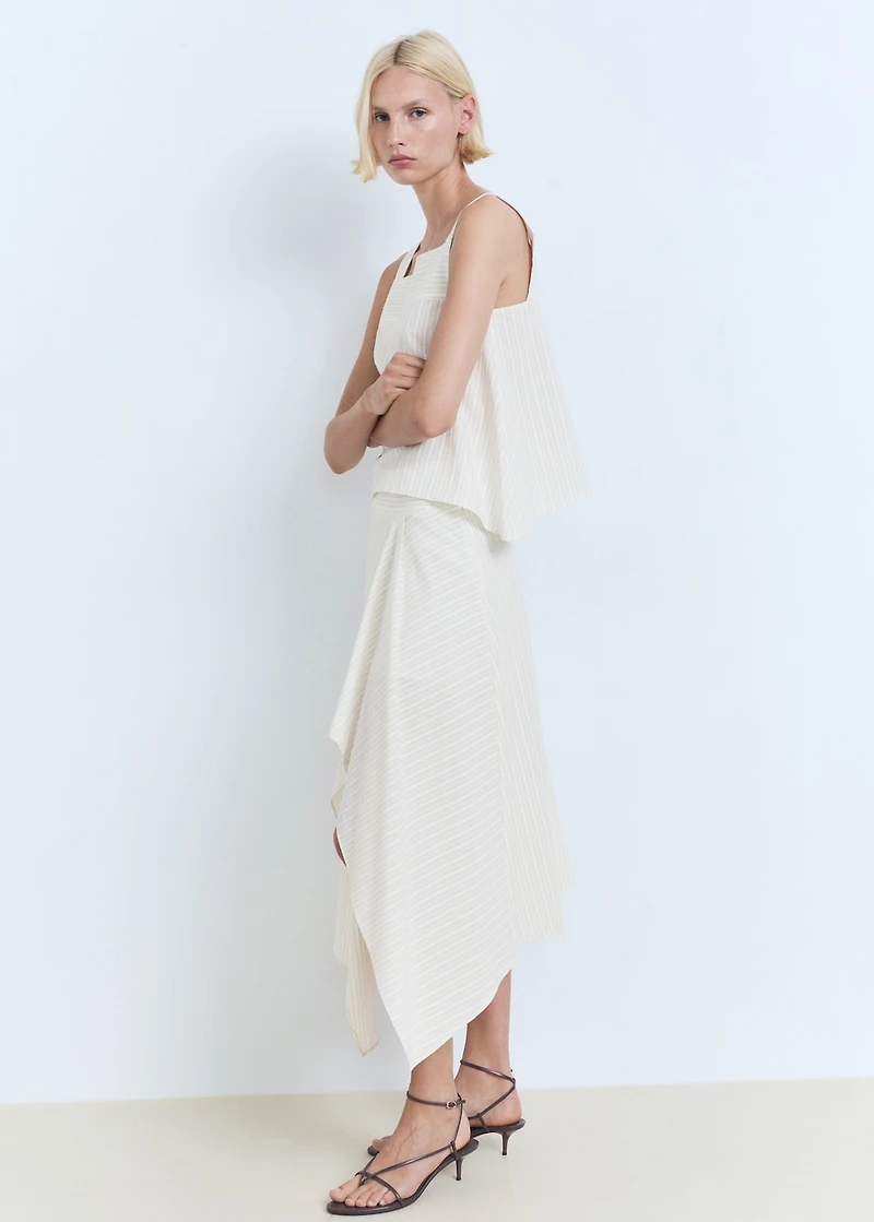 Striped asymmetric skirt