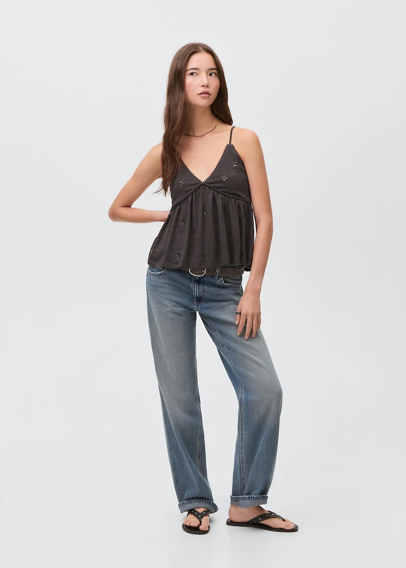 Sequin embroidery top