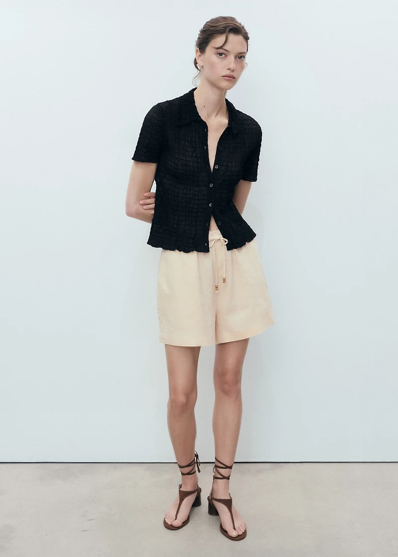 Straight-fit linen shorts with drawstring