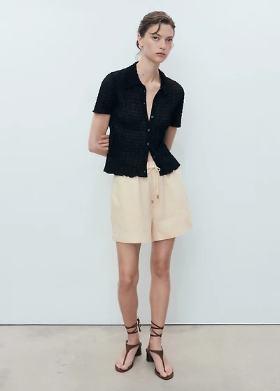 Straight-fit linen shorts with drawstring
