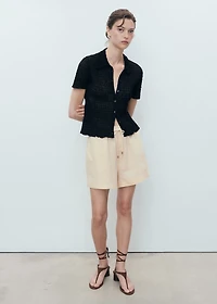Straight-fit linen shorts with drawstring