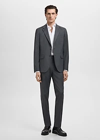 Slim-fit twill fabric suit with shirt cufflinks