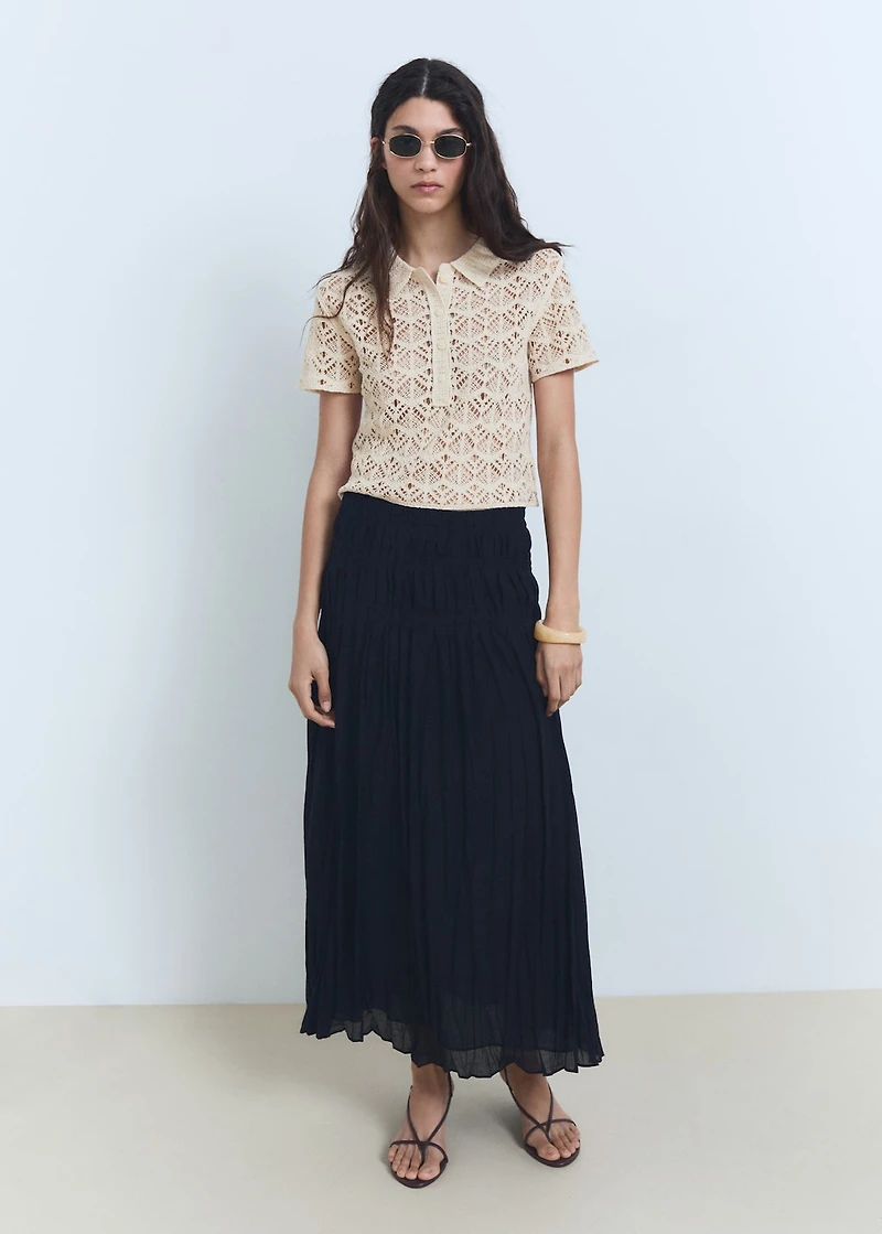 Short-sleeved crochet sweater