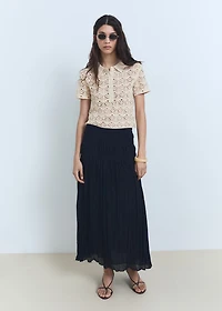 Short-sleeved crochet sweater