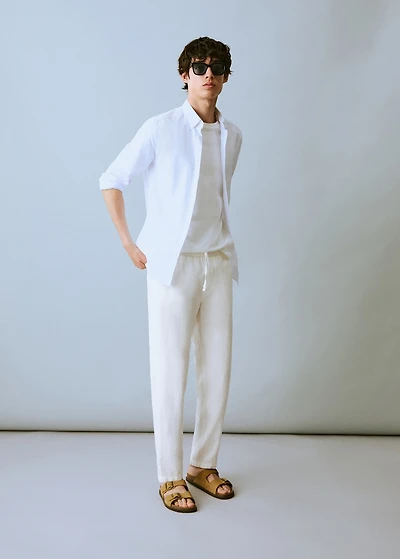 Linen pants with drawstring