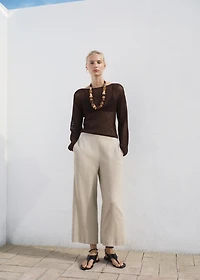 Cropped linen-blend pants