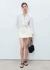 Denim culottes with double belt